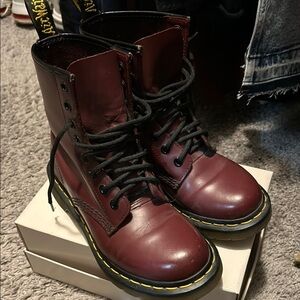 Dr. Martens Burgundy Leather Boots